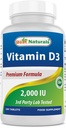 Bästa naturliga vitamin D3 2000 IE (50 mcg) - 100 tabletter - 100 dagars leverans - hjälper till att stödja immunhälsa, starka ben och tänder, och muskelfunktion (100 greve 1)