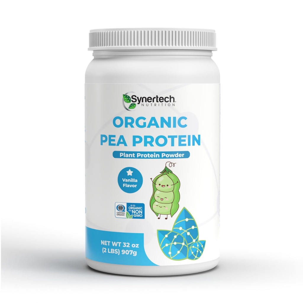 Vegan Vanilla smaksatt växtbaserade Pea Protein (2lbs) | Icke-GMO, certifierad organisk