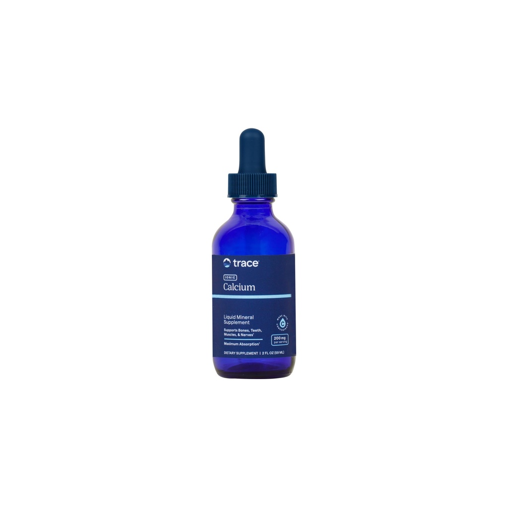 Trace Minerals Ionic Calcium - Tillägg för att stödja benhälsa och styrka - Kalcium Supplement till hjälp Dental & Nerve Health - Stöd Mineral Absorption & Bone Density - 2 fl oz (cirka 48 portioner)