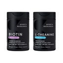 Sportforskning Vegan Biotin 10.000mcg med Coconut Oil Max Styrka Vitamin B7 120 Softgels (4 Månadsförsörjning) och Dubbel Styrka L-Theanin Supplement för Fokus, Relaxation & Alertness 200mg 60 Räkna