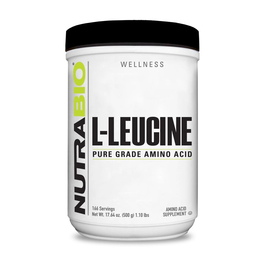 NutraBio 100% ren L-Leucine - Muscle Recovery and Support - Naturligt Fermented Free Form Amino Acid - Vegan, icke-GMO, Gluten Free - (500 Grams)