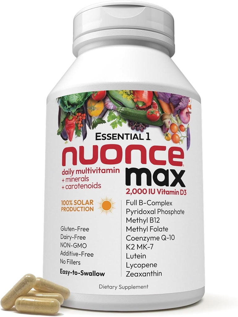 ANDREW LESSMAN Essential-1 Multivitamin 2000 IU Vitamin D3 30 Small Capsules - 100 mcg Methyl B12. CoQ10 Lutein Lycopene Zeaxanthin. Hög styrka. Inga tillsatser. Ultra-Mild. En daglig kapsel