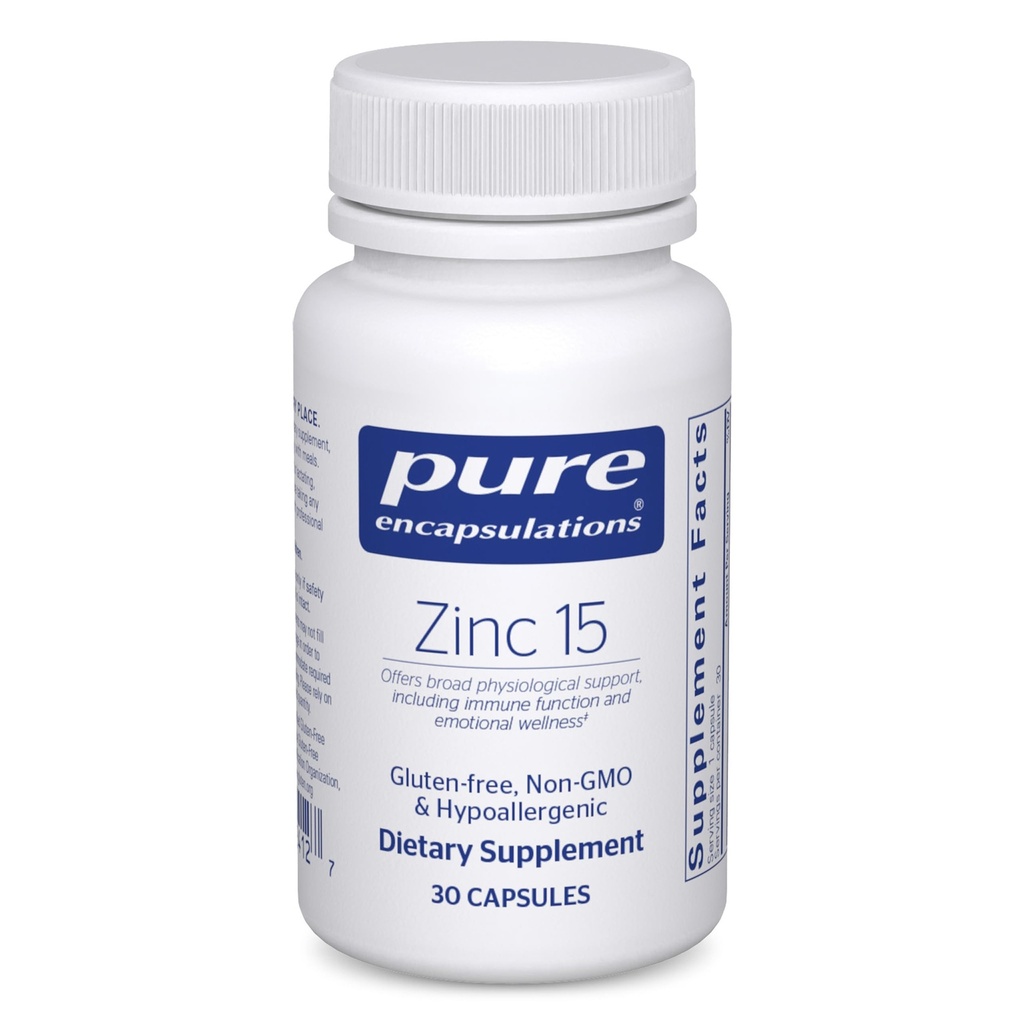Ren inkapsling Zink 15 mg - Zink Picolinate Supplement för immunsystemstöd, tillväxt och utveckling - för sårläkning - 30 kapslar