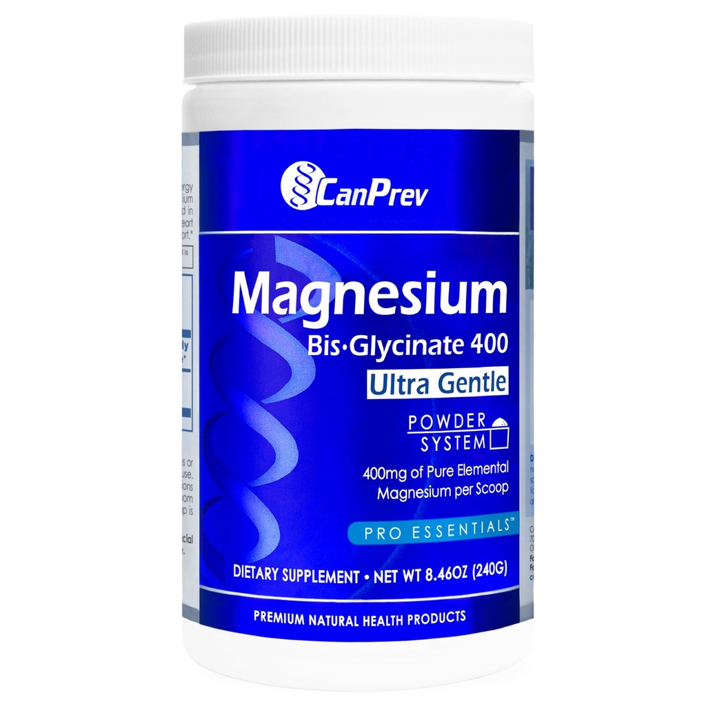 CanPrev Magnesium Bisglycinate 400 Ultra Gentle Powder 240g 48 portioner, 400mg Elemental Magnesium Per Scoop, Stöder Restful Nights, Muscle Function, Gentle on Digestion, Vegan, Non-GMO, Gluten-Free