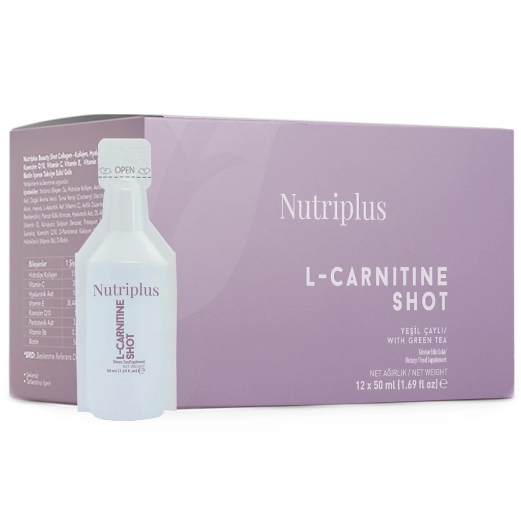 FARMASi Nutriplus Portioned Drink - L-Carnitine, 50ml (12 st) - Energistöd, Metabolism Boost, Enhances Endurance, Daily Drink, Supplements