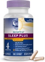 NEURIVA Sleep Plus med 4-i-1 fördelar - kliniskt testade Ashwagandha, L-Theanine & Melatonin - Minska stress, somna snabbare, förbättra sömnkvaliteten, vakna upp förfriskad *, 58ct kapslar