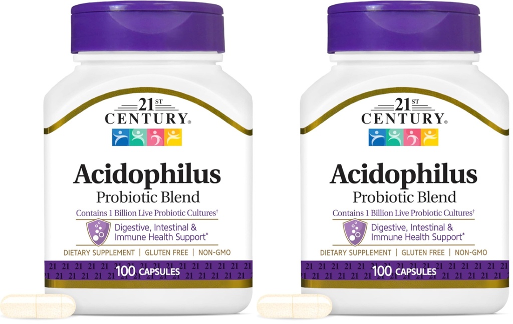 21st Century Acidophilus Capsules, 100 greve (21339) (Pack of 2)