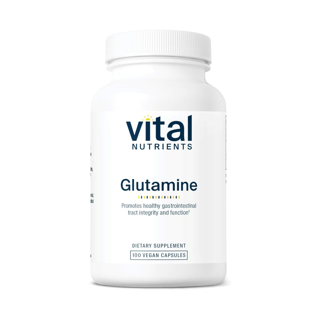 Vital Nutrients Glutamine | 3400mg L-Glutamine | Hälsosam gastrointestinal tract funktion | Gluten, Dairy, Soy Free | Icke-GMO | 90 Glutamin kapslar