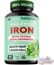 Yuve 100% Vegan Whole Food Chelated Iron Supplement 18mg - Smaklös, icke-konstiperande, genial på mage, energistöd - Glutenfri, icke-GMO, 60 kapslar