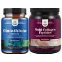 Bundle of Reduced Glutathione Supplement med mjölk Thistle - 500 mg per Servering Pure L Glutathione och Multi Collagen Protein Powder - Keto Hydrolyzed Collagen Peptides Hair Skin & Nails Vitamis