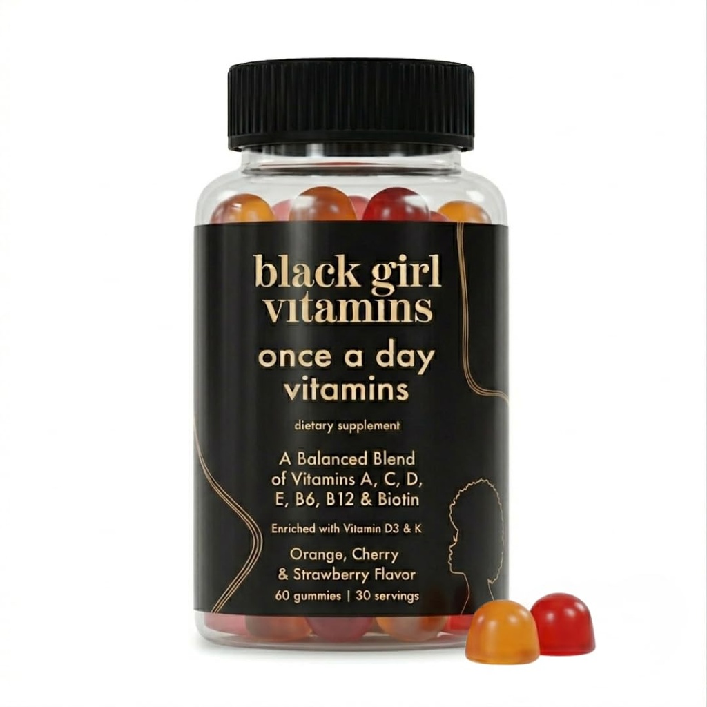 Black Girl Vitamins En gång om dagen - Womens Multivitamin Gummy - Vitamin A, B, C, E och Zink. Multivitamin för kvinnor, Immune Support. Vegan, Gluten-Free. Tillverkad i USA (30 dagars leverans, jordgubbar)