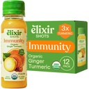 Elixir Shots, Immunity Boost Wellness Skott med kallpressad gurkmeja, ingefära, orange och svartpeppar, inga tillsatta sockerarter eller konstgjorda ingredienser, 12-pack