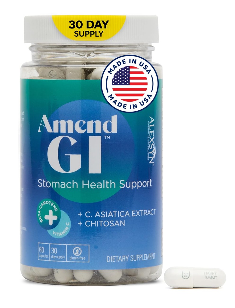 Ändra GI All-Natural Stomach Health Support 60 Capsules - Nutraceutical för stressinducerad Ulcer Symptom - Stöder Healing och Digestive Health med Asiatica Extract & CM Chitosan