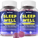Melatonin Free Sleep Gummies med Magnesium Glycinate, GABA, 5-HTP, L-Theanine, Valerian, Chamomile, Lemon Balm, Vitamin D3 & B6 - Hormon & Drug- Free, Non-Habit Forming, 2 Pack