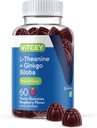 Viteey L-Theanine Gummies med Ginkgo Biloba för vuxna - Hjälper i Focus & Relax, Förbättra humör - Non GMO, Gelatin Free, Vegan, Gluten Free, naturligt källad Chewable Tasty Raspberry Flavored Gummy