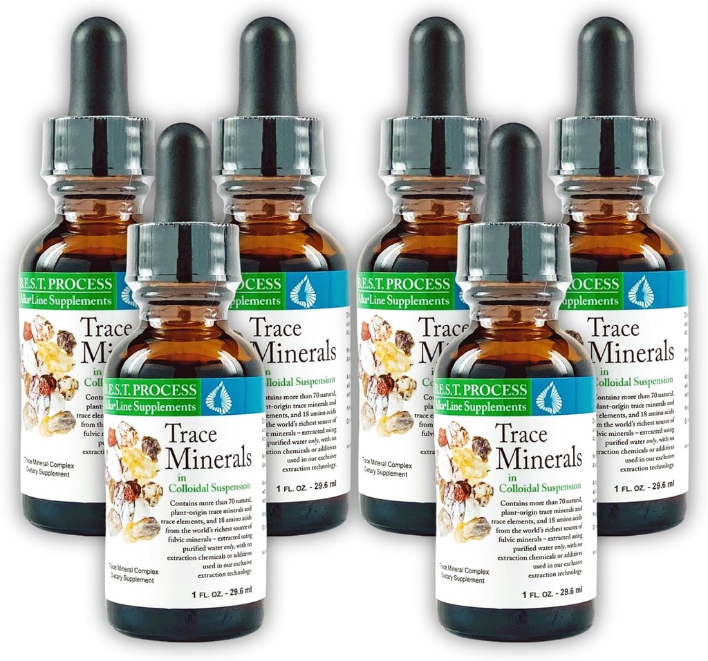 Morter Trace Minerals in Colloidal Suspension (6 Pack) Morter HealthSystem Best Process Alkaline - Nutrient Dense Trace Elements, Fulvic Minerals & Amino Acids