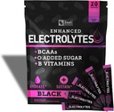 Förbättrad Electrolyte Powder Stick Packs (Black Cherry | 20 Packets) w / 0 Sugar +BCAAs +B-Vitamins Electrolyte Supplement w Potassium Zinc & Magnesium för Hydration - Keto Electrolytes