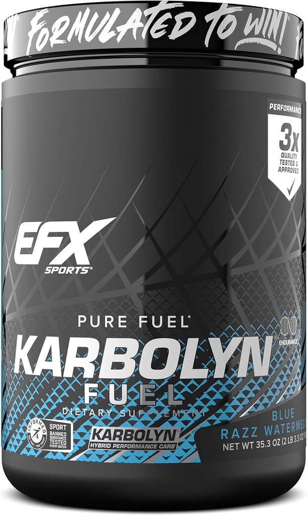 EFX Sport Karbolyn Bränsle | Fast-Absorberande kolhydratpulver | Carb Load, Sustained Energy, Quick Recovery | Stimulant Free | 18 portioner (Blue Razz Watermelon)