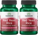 Swanson tillverkad med organisk traditionell röd jästris 600 Milligram 60 Veg kapslar (2 Pack)