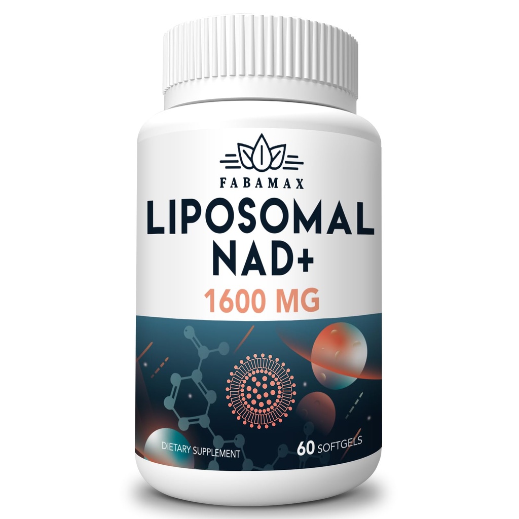1600 mg Liposomal NAD Supplement, 98% Pure NAD + Supplement, Superior Absorption, Alternativ till Nicotinamide Riboside eller NADH för att öka NAD + för åldrande försvar, energi, livslängd, 60 Softgels