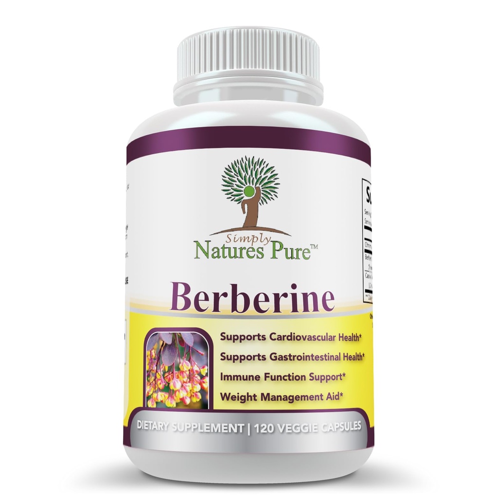 Helt enkelt Natures Pure Premium Berberine HCl 500mg - 120 kapslar - Kardiovaskulär gastrointestinal immunsupport - Chromium Cinnamon