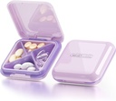 DUBSTAR Pill Case,Small Pill Box - Vattentät Portable Daily Small Pill Case för Purses Pocket Compact Travel Medicine Holder för vitaminer, fiskoljor, tillägg (4-Compartments, lila)