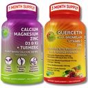 SUPPLEMENTS STUDIO Quercetin med Bromelain, Vitamin C & Zink + Plant-Based Calcium, Magnesium, D3, K2 & Turmeric - 100% Vegan Supplement Bundle för Immune & Bone Support