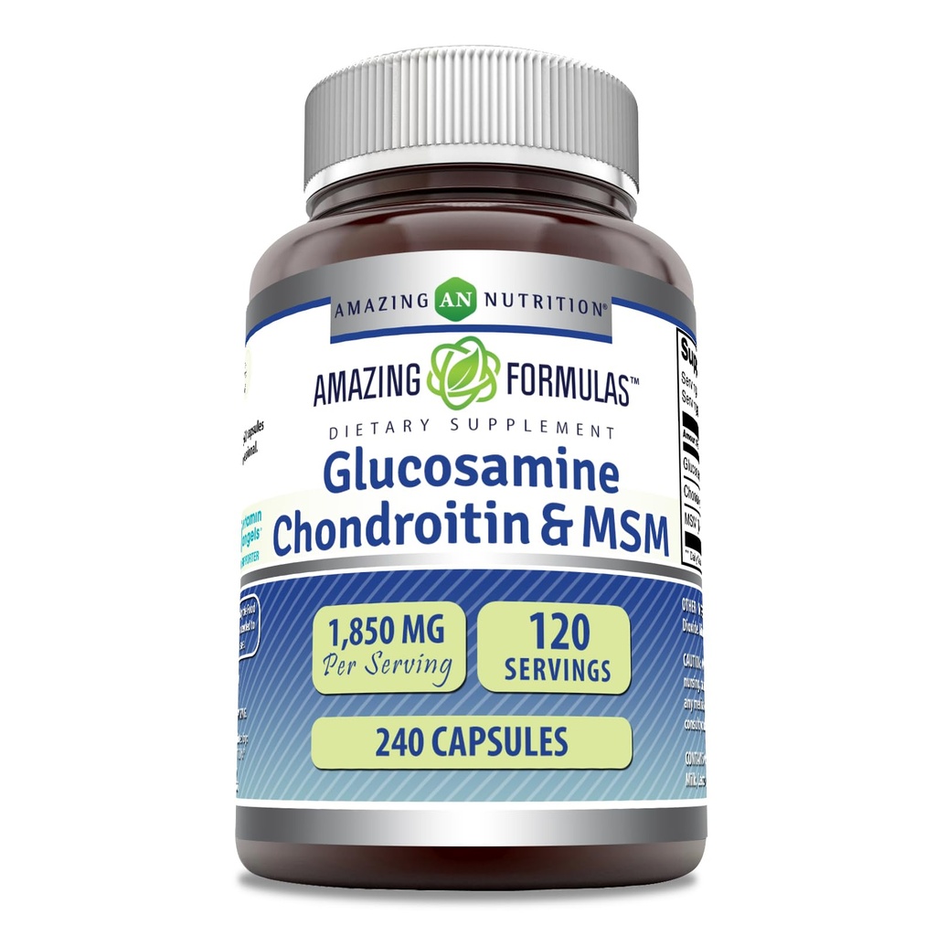 Fantastiska formler Glukosamin Chondroitin & MSM Supplement | 1850 Mg per portion | 240 kapslar | Non-GMO | Gluten-Free | Made in USA