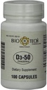 Bio-Tech Pharmacal D3-50 50.000 IE, 100 kapslar \ All-Natural Supplement \ Stöder Ben, Hjärt neuromuskulär & Immunhälsa \ No Dairy, Fish, Gluten, jordnöt, Shellfish & Soy