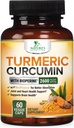 Gurkmeja Curcumin Supplement 2600mg - 95% Curcuminoids med organisk gurkmeja & BioPerine Black Pepper Extract för bästa Absorption, Natural Vegan Joint Support, Non-GMO, Bottled i USA - 60 kapslar