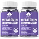 Melatonin 20mg Gummies för vuxna (2 Packs) Extra Styrka med L-Theanin, Ashwagandha, Magnesium, gurkmeja, GABA, Lemon Balm och Chamomile för Stöd Hälsosamma Cirkadiska Rhythm, Grape Flavor