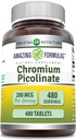 Fantastiska Formler Chromium Picolinate Supplement | 200 Mcg Per Serving | Tabletter | Icke-GMO | Gluten Free | Made in USA (480 Count)