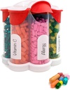 Extra Large Pill Organizer Daily, Weekly, Monthly Supplement Bottle, Cute Blossom Pill Dispenser med 7 XL Compartments, Easy-Open Pill Box för vitaminer, Mediciner, Etiketter Inkluderade (Red)