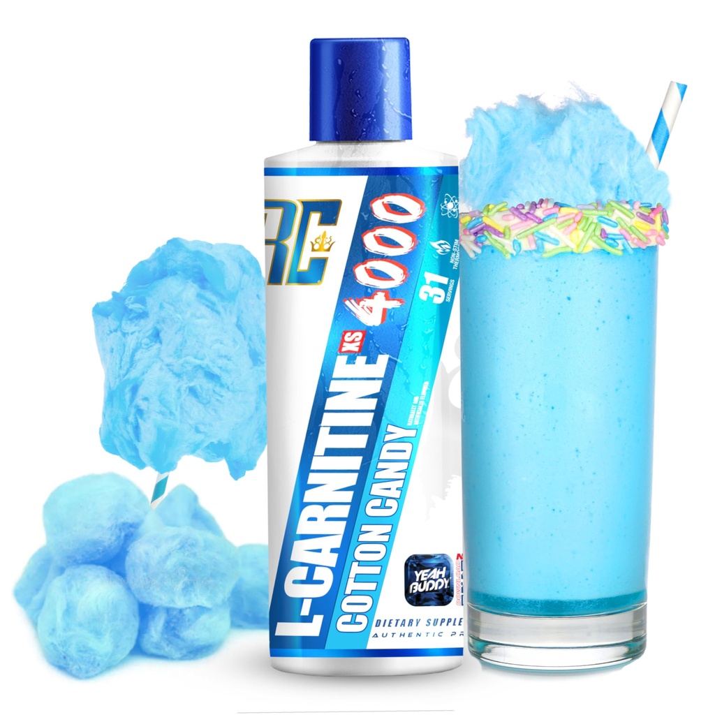 Ronnie Coleman Signature Series L Carnitine XS 4000 Liquid, Stimulant Free, Sugar Free, Zero Carbs, Lean Muscle Strength Support för Män & Kvinnor, 16 Oz (16 oz, Cotton Candy (4000)