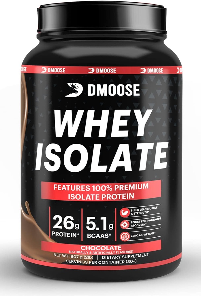 DMoose Whey Isolate Protein Powder I 26 g Protein I 5,1 g BCAAS I Gluten Free hjälper till att underhålla muskelmassa och minska återhämtningstiden jag Chocolate & Vanilla I 30 portioner