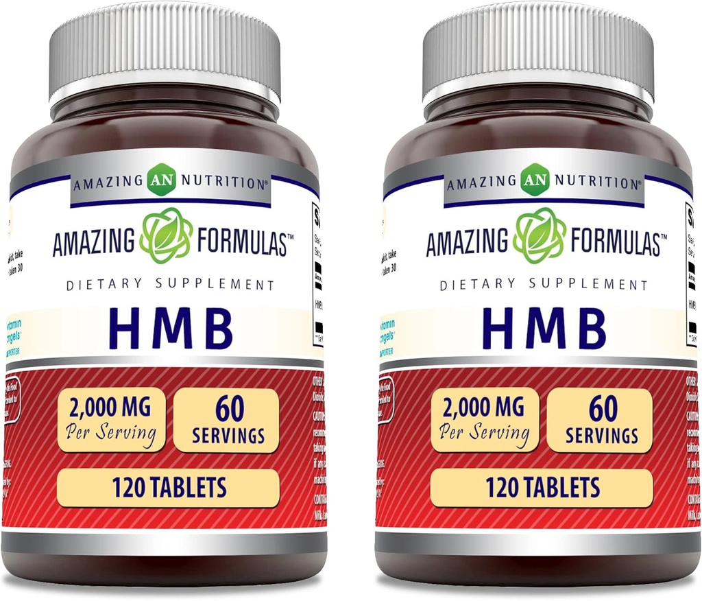 Fantastiska formler HMB 2000mg per servering 120 tabletter tillskott | Icke-GMO | Glutenfri | Made in USA (2 Pack)