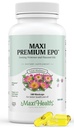 Maxi-Health Evening Primrose and Flax Seeds Oil Softgels - Vegan Omega 3 6 9 Supplements for Healthy Skin, Hair and Joints - Kosher Certified, Organic Evening Primrose Oil Softgels, 180 Count