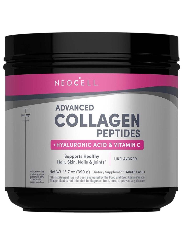 NeoCell Super Collagen Peptides | 13.7 oz | Grassfed Bovine | With Hyaluronic Acid and Vitamin C | Non-GMO, Gluten & Soy Free Supplement