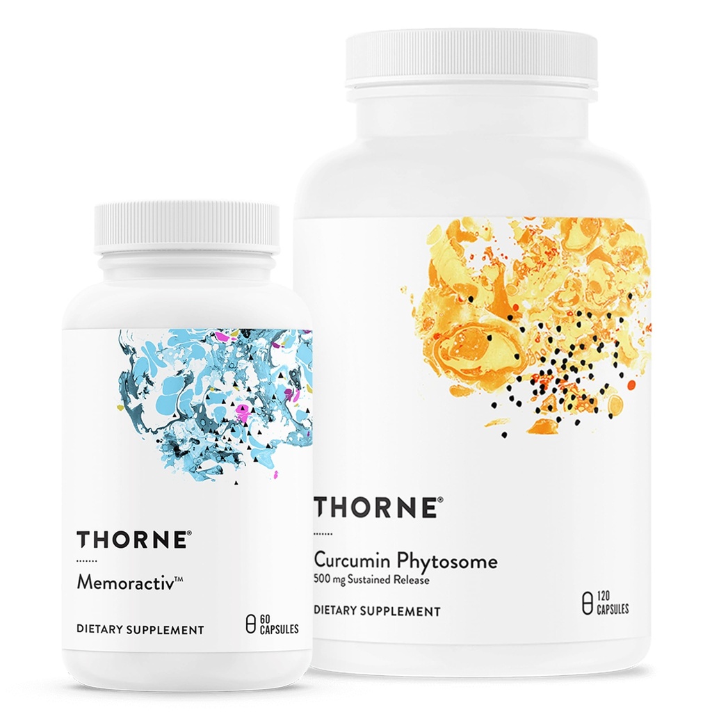 THORNE - Curcumin Phytosome Sustained Release (120 kapslar) & Memoractiv (60 kapslar) Bundle - Stöder Joint Health, Muscle Health & Healthy Aging - Dairy Free, Soy Free, Gluten Free