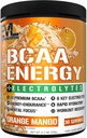 EVL BCAAs Amino Acids Powder - BCAA Energy Pre Workout Powder för Muscle Recovery Lean Growth and Endurance - Rehydrating Post Workout Recovery Drink med 6 Key Electrolytes - Orange Mango