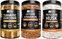 PURE ORIGINAL INGREDIENTS Ceylon Cinnamon, Psyllium Husk och Turmeric Capsule Bundle (730 kapslar vardera), No Magnesium eller Rice Fillers
