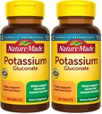 Nature Made Potassium Gluconate 550 mg, Kosttillskott för hjärthälsa, 100 tabletter, 100 Day Supply (Pack of 2)