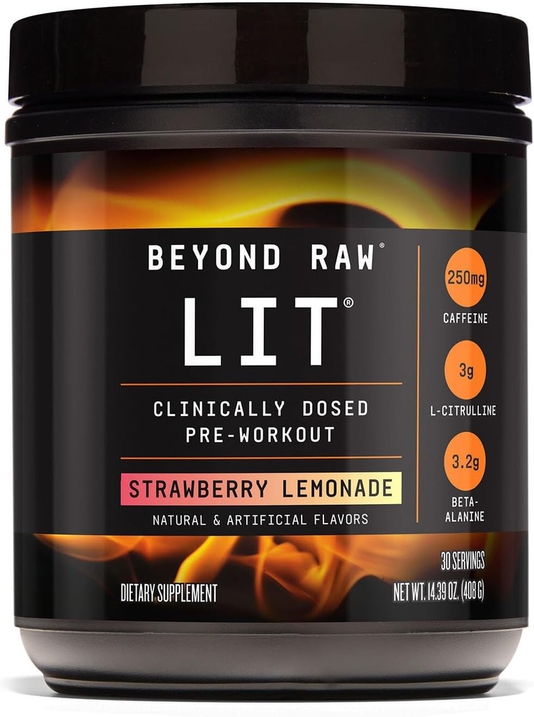 Bortom Raw LIT Pre-Workout - Strawberry Lemonade (30 portioner)