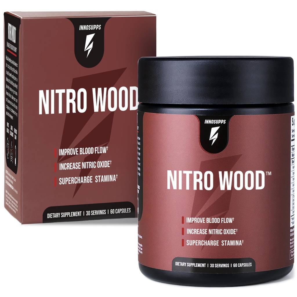 InnoSupps Nitro Wood - stöder hälsosamt blodflöde | Nitric Oxide Supplement | Natural Immune Support | (60 vegetariska kapslar)