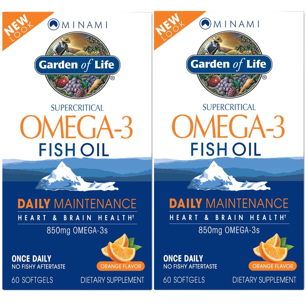Garden of Life EPA/DHA Omega 3 Fiskolja - Minami Natural Brain Function, Heart and Mood Supplement, 120 Count (60-ct 2-Pack)