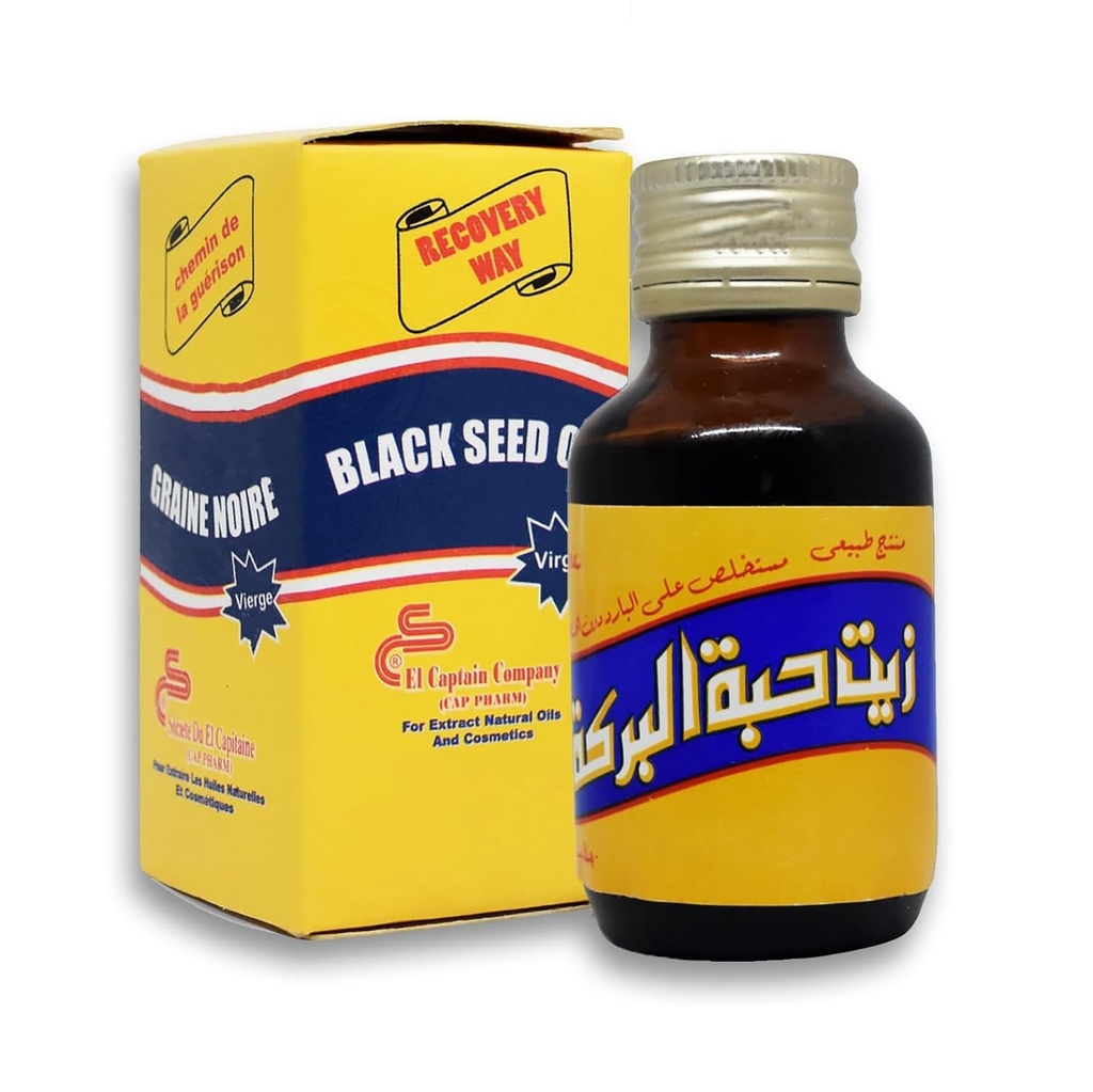 EGYPT EXPORT Pure Cold Pressed Black Seed Oil ElCaptain Al Captain Pure Natural Raw Nigella Sativa Halal (2,11 oz/60 ml)