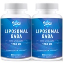 Liposomal GABA med L-Theanine 1200mg - 2 Pack High Bioavailable GABA Supplements,120 kapslar för vuxna