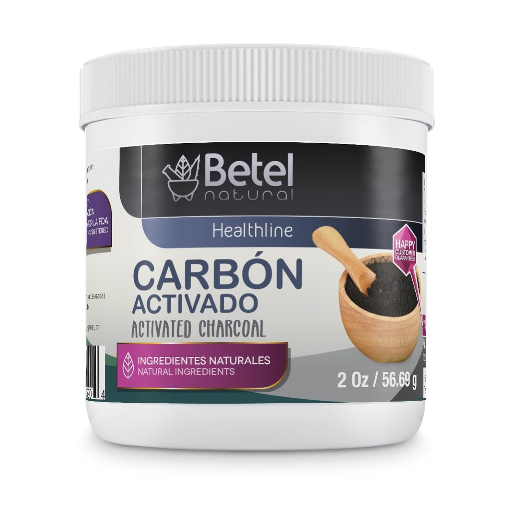 Betel Natural Premium Aktiverad Charcoal / Carbon Activado Powder 100% Pure Ultra Fine - 2 Oz