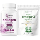 Micro Ingredients Multi Collagen Complex & Vegan Omega 3 Algae Oil Supplement Bundle 2 Pack | Grass-Fed Collagen Peptides | Omega-3 Full Spectrum Alternativ till fiskolja