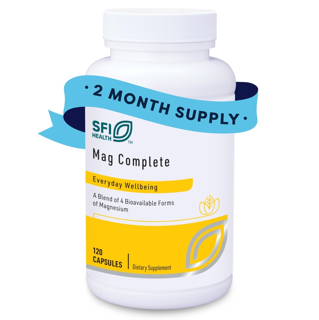 Klaire Labs SFI Health Mag Complete - Magnesium Complex Supplement - med Bioavailable Magnesium Succinate, Taurinate, Malate & Citrate - Stöd ett hälsosamt hjärta, energi och nerver (120 kapslar)